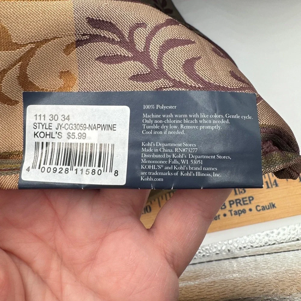 Croft & Barrow 6 Pack Cloth Napkins Burgundy Gold Floral Jacquard 18x18